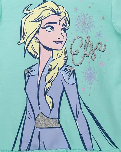 Vista 6 de Disney Frozen Moana Princess Tiana - Conjunto de camiseta floral y pantalones cortos de rizo francés para niños pequeños y grandes