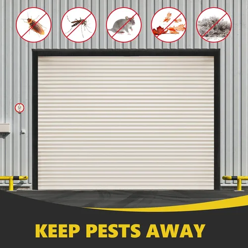 Vista 7 de DoubleFill Kit de sello de cepillo para puerta de garaje de 8 x 8 pies, sello de puerta enrollable de 2 pulgadas con riel de aluminio, cepillo