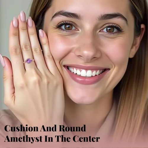 Vista 4 de Shop LC Purple Amethyst Ring Promise Engagement Rings for Women 14K Rose Gold Plated in 925 Sterling Silver Bride Wedding Amethyst Jewelry for Women