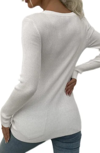 Vista 2 de ALCEA ROSEA Suéter sexy ajustado con cremallera y cuello en V para mujer