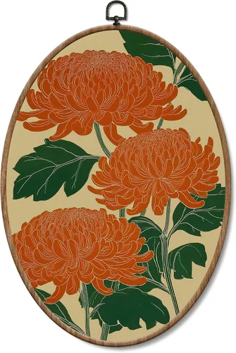 Vista 27 de Yorhifa Grandmillennial - Arte de pared enmarcado con lazo rosa coqueta, arte de pared redondo de chinoiserie azul y blanco, decoración de paredes