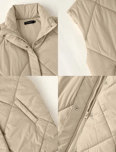 Vista 6 de MEROKEETY Chaleco acolchado de invierno para mujer 2024 con cuello alto, con cremallera, con bolsillos