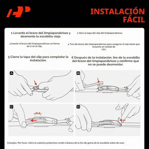 Vista 8 de A-Premium Limpiaparabrisas de 28 pulgadas + 24 pulgadas compatible