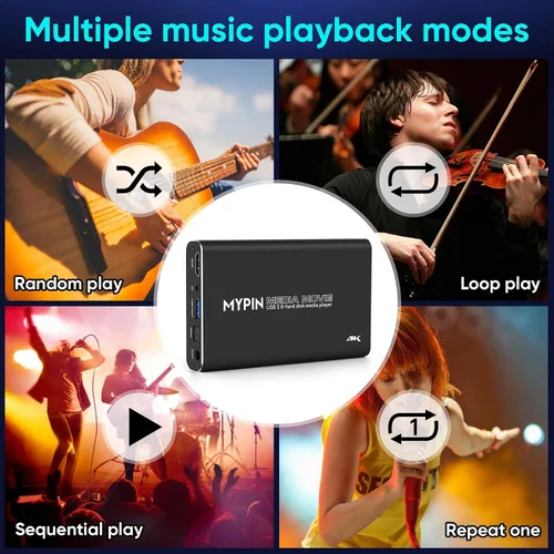 Vista 6 de 4K@30hz USB3.0 HDMI Media Player Soporte 2.5 "SATA HDD con HDMI/AV/salida óptica, reproductor MP4 H.265 portátil para videos/música/fotos desde