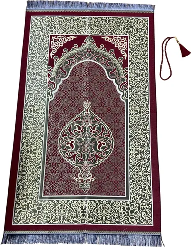 Vista 8 de Alfombra de oración musulmana con cuentas de oración islámica, alfombrilla de oración de viaje, regalos islámicos para mujeres, oración portátil