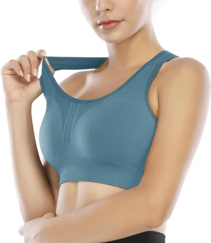 Vista 5 de Heathyoga Sujetadores deportivos de alto impacto para mujer, sujetadores deportivos con relleno, sujetador de entrenamiento para mujer, con espalda