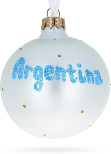 Vista 6 de Bandera de Argentina Bola de Vidrio Soplado Adorno de Navidad 3.25 Pulgadas