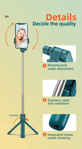 Vista 5 de Tianle Selfie Stick - Trípode extensible para teléfono celular de 30 pulgadas con control remoto inalámbrico y soporte para teléfono, compatible