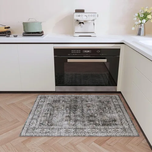Vista 103 de Rugcomf Alfombra de Entrada de 2'x3' - Patrón Paisley, Tapete para Puerta de Entrada Interior, Floral Vintage, Lavable a Máquina, Alfombra