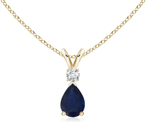 Vista 61 de Angara Colgante de lágrima de zafiro azul natural con diamante en plata/oro macizo de 14 quilates/platino Cumpleaños, compromiso, aniversario