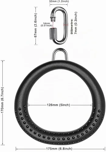 Vista 7 de Dolibest 2 Pack of Ninja Gymnastic Rings,Monkey Ring Outdoor Backyard Ninja Accessories Set,Swing Bar Rings Obstacle Course for Training Equipment