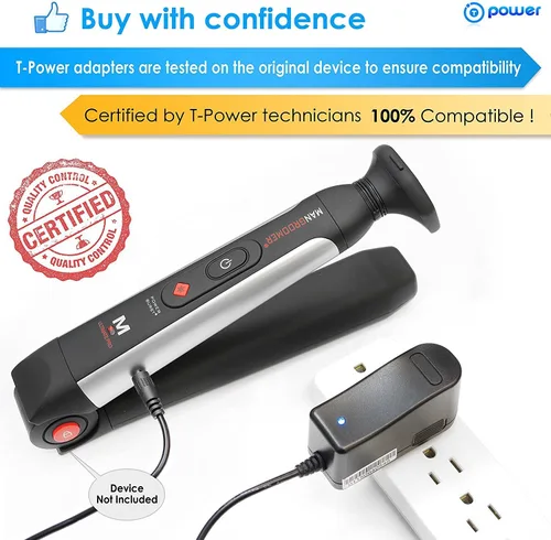 Vista 2 de T POWER Cargador para afeitadora Mangroomer Lithium Max Back y Ultimate PRO Back Shaver con 2 cabezales flexibles de amortiguador, bisagra