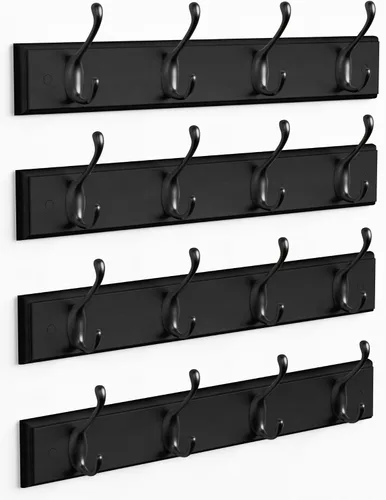 Vista 9 de Forbena Perchero Negro de Montaje en Pared Paquete de 4, Ganchos Rústicos de Granja para Pared, Perchero Vertical Colgante para Sombreros