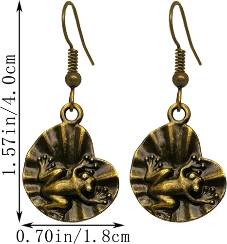 Vista 2 de Aretes de rana vintage con forma de rana y animales para mujeres y niñas