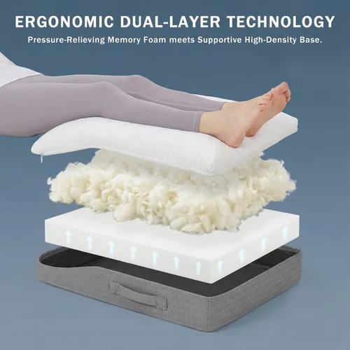 Vista 2 de baibu Almohada elevadora de piernas de espuma viscoelástica, almohada de soporte de diseño de doble capa patentada para elevar los pies para una