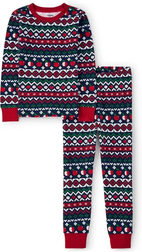 Vista 43 de Gymboree Conjunto de pijama unisex de algodón de Navidad de 2 piezas, niño grande, niño pequeño, gimnasio para bebé