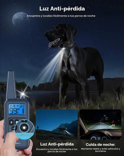 Vista 3 de Collar de Entrenamiento para Perros con 7 Modos de Entrenamiento, Collar de Choque Electrónico para Perros con Control Remoto de 1280M, Collar