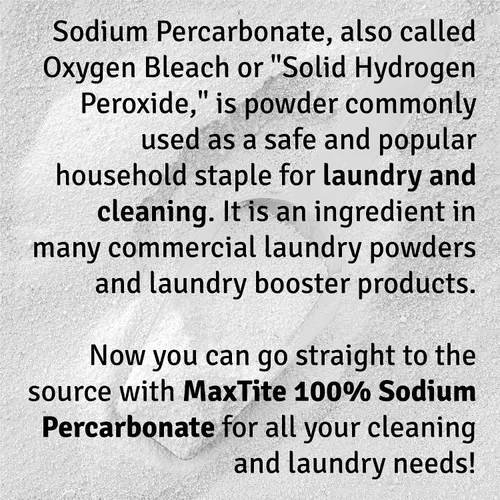 Vista 7 de MAXTITE Percarbonato de sodio (2 libras) – 100% puro – Peróxido de hidrógeno sólido/blanqueador oxigenado – Limpiador multiusos para hogar