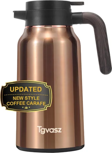 Vista 20 de Jarras de 34 onzas para líquidos calientes, de acero inoxidable, aisladas al vacío, jarras de café térmicas para mantener el calor, dispensador