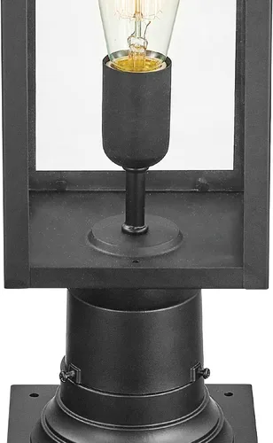 Vista 8 de Globe Electric 44384 Lámpara de poste de lámpara para exteriores con adaptador de base, negro mate, inserciones de vidrio transparente, iluminación