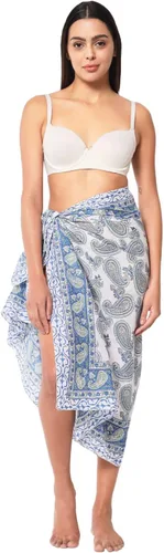 Vista 9 de parihan Traje de Baño Pareo de Playa Sarong Cubiertas para Mujeres - Falda Envolvente con Estampado a Mano Zafiro azul