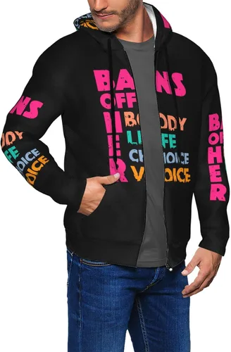 Vista 6 de Bans Off Our Bodies - Sudadera con capucha para hombre, manga larga, con cremallera