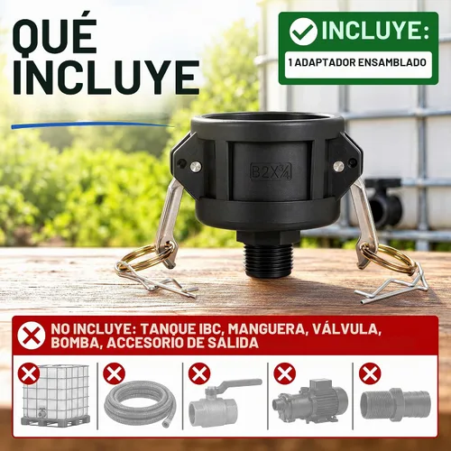 Vista 7 de IBC - Adaptador de mano, Camlock hembra de 2 pulgadas a NPT macho de 3/4