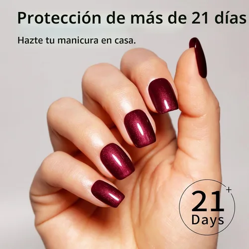 Vista 3 de Esmalte de uñas de gel rojo perla, 0.54 onzas líquidas, botella grande UV/LED, esmalte de gel rojo para primavera y verano