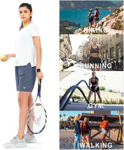 Vista 30 de NORTHYARD Pantalones cortos deportivos de senderismo para mujer, de secado rápido, ligeros, para gimnasio, entrenamiento, con 3 bolsillos