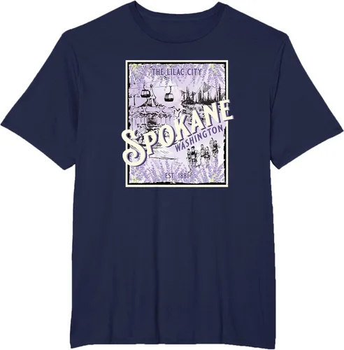 Vista 11 de Camiseta vintage Spokane Washington The Lilac City Carousel Waterfall, Negro