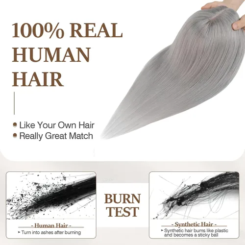 Vista 15 de Rich Choices Pelucas con topper de cabello para mujeres, cabello humano real 100% Remy, sin flequillo, para mujeres con adelgazamiento en la parte