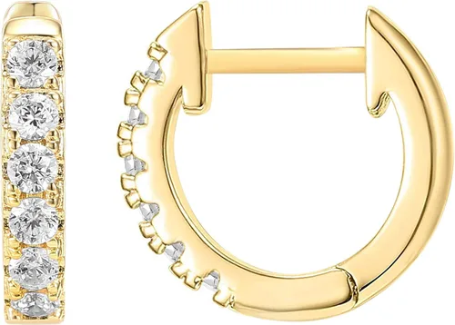 Vista 10 de PAVOI Aretes de aro chapados en oro de 14 quilates con circonita cúbica Oro rosa