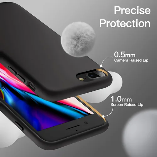Vista 5 de JETech Funda de silicona para iPhone 8 Plus/7 Plus, color negro Tacto suave y sedoso, protección a prueba de golpes, resistente a los arañazos