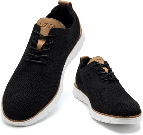 Vista 8 de LEZTA Zapatos deportivos de vestir casuales para hombre, ligeros, Oxford, con soporte para el arco, zapatos para caminar