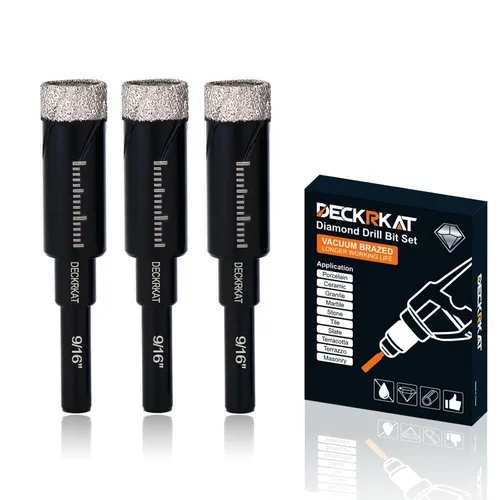 Vista 11 de 3 paquetes de brocas de diamante seco de 5/8" 14mm con soldadura al vacío, sierras de agujero de diamante para azulejos de granito, cerámica