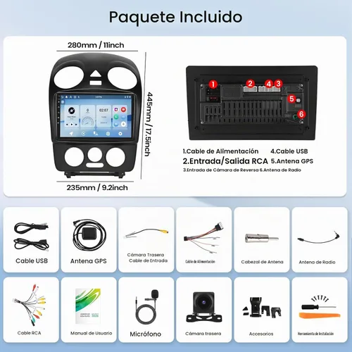 Vista 3 de 4G+128G Android Car Stereo Radio para Volkswagen Beetle 2004-2010 9 pulgadas incell pantalla táctil con WiFi Bluetooth inalámbrico Carplay Android
