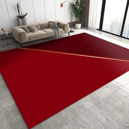 Vista 8 de Alfombra minimalista de lujo con diseño geométrico para sala de estar, alfombra moderna con estampado de mármol rosa dorado, alfombra rectangular