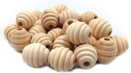 Vista 4 de 100 cuentas de colmena redondas de panal sueltas de madera sin terminar de 0.787 pulgadas, accesorios de decoración del hogar, accesorios