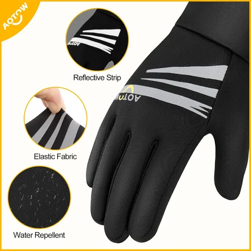 Vista 6 de Guantes deportivos cálidos de invierno para niños, clima frío, pantalla táctil, resistente al viento, para nieve, ciclismo, senderismo, fútbol, al