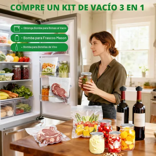 Vista 2 de Sellador al vacío de mano compacto 3 en 1 para alimentos (bolsa, tarro de masón, botella de vino)