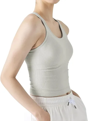 Vista 24 de sphinx cat - Camiseta corta de entrenamiento para mujer, camiseta sin mangas, acanalada, con espalda cruzada y brasier integrado