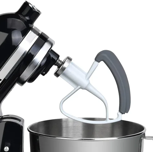 Vista 6 de Batidor de borde flexible para KitchenAid de 4.5 a 5 cuartos de galón, accesorios para batidora de pie inclinable, paleta mezcladora con bordes