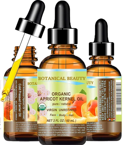 Vista 9 de Botanical Beauty Aceite orgánico de grano de albaricoque australiano. Aceite portador prensado en frío virgen 100% puro sin refinar 1 oz- 1.0 fl oz.