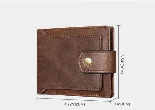 Vista 2 de SJYDQ - Cartera de cuero para hombre, pequeña y corta, tarjetero de gran capacidad, monedero con hebilla