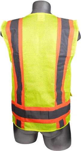 Vista 6 de Malta Dynamics Chaleco de inspección de seguridad amarillo de alta visibilidad, compatible con OSHA/ANSI, tamaño multi