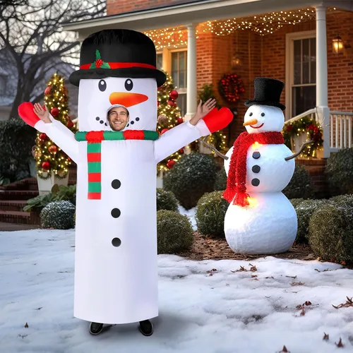 Vista 7 de Threan Disfraces inflables de Navidad, muñeco de nieve, tubo inflable, brazo agitador de Navidad con soplador para hombres y mujeres adultos
