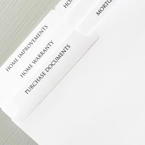 Vista 3 de Divisores de pestañas de índice de documentos para propietarios de casas: juegos de 9. Preimpresos con categorías útiles para mantener tus papeles