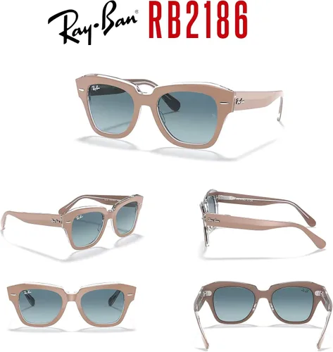 Vista 7 de Ray-Ban State Street RB2186 - Lentes de sol cuadrados para hombre y mujer + paquete con kit de gafas de diseñador iWear