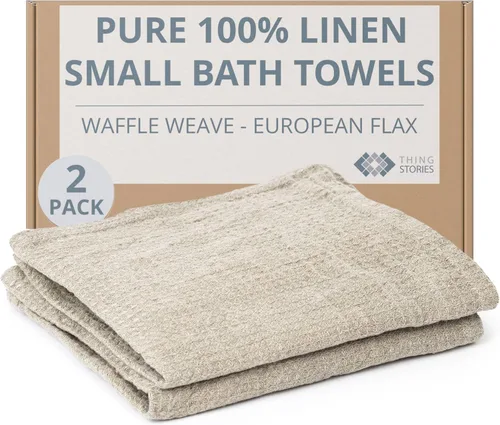 Vista 14 de Pure Linen - Juego de 2 toallas de baño pequeñas de 20 x 40 pulgadas de secado rápido para pieles sensibles, toallas finas para baño, toalla ligera
