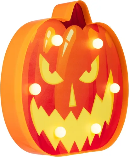 Vista 5 de Farol de Halloween con iluminación LED, decoración estilo marquesina - 7.5 pulgadas